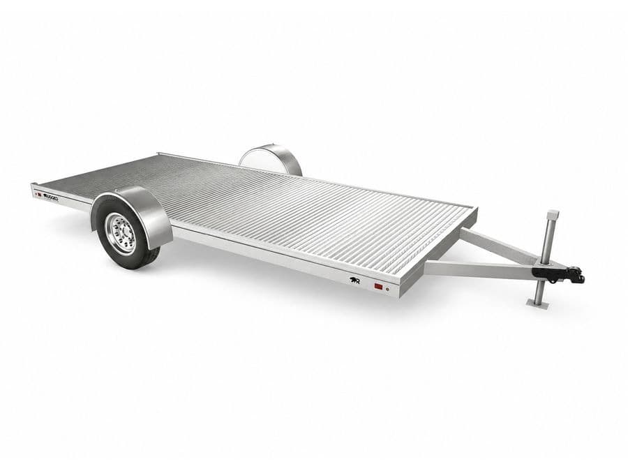 Rugged 6 by 14 utility trailer with an open deck and no perimeter rail